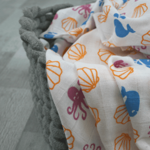 Muslinz 6 Pack Muslin Squares Patterned Sea Life– 70x70cm