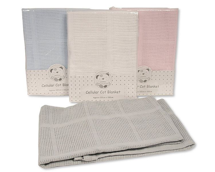 Cotton Cellular Cot Blanket- White Cotton Cellular Cot Blanket- White