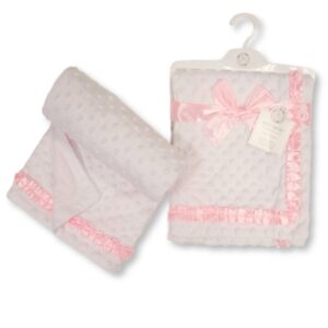 Baby Velour Bubble Wrap With Lace- Pink