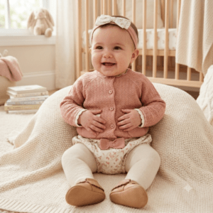 Baby Girls Knitted Cardigan, Knickers, Tights & Headband Outfit