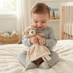 Ribbed Bear Comforter With Taggie Ribbons