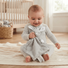 Ribbed Bunny Comforter With Taggie Ribbons