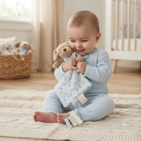 Puppy Comforter With Taggie Ribbons