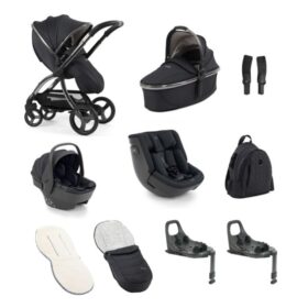 Egg3 Luxury 360 Family Travel System Bundle + Free 2nd Base – Black Panther