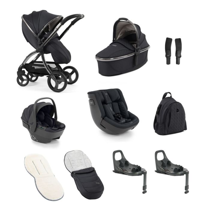 Egg3 Luxury 360 Family Travel System Bundle + Free 2nd Base - Carbonite Egg3 Luxury 360 Family Travel System Bundle + Free 2nd Base - Carbonite