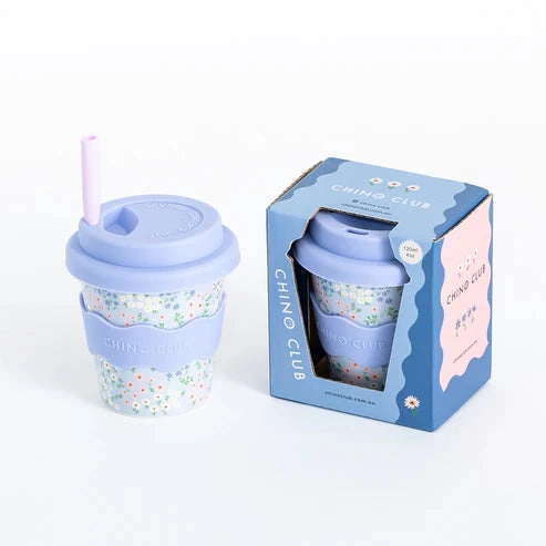 Blue Floral Babychino Cup 4oz (Straws Sold Separately) Blue Floral Babychino Cup 4oz (Straws Sold Separately)
