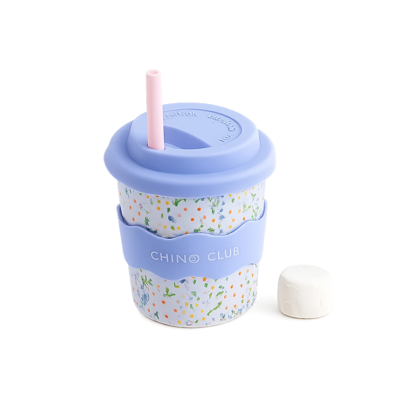 Blue Floral Chino Cup 8oz (Straw Included) Blue Floral Chino Cup 8oz (Straw Included)