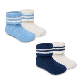 Baby Boys 2 Pk Cosy Socks With Grippers