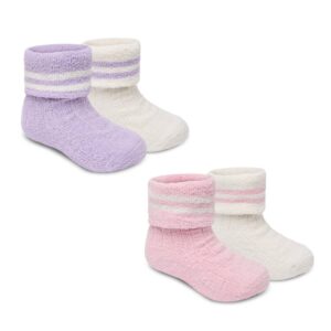 Baby Girls 2 Pack Fine Cosy Socks With Grippers