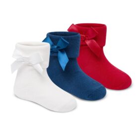Baby Girls 3 Pack Socks With Bows & Grippers