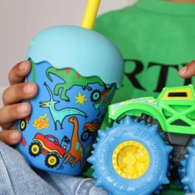 Dino Monster Truck Toddler Smoothie Cup & Straw 200ml