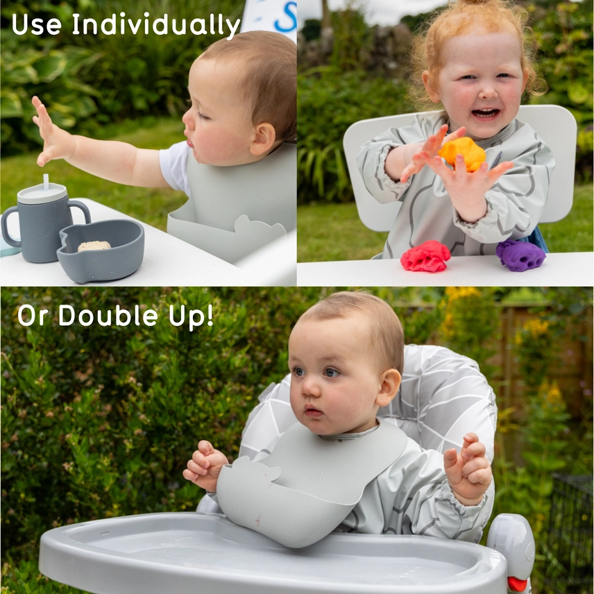 Double Up Bibs Set- Grey Double Up Bibs Set- Grey