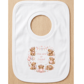 You Are So Loved Highland Cows Over Head Bib