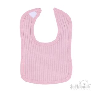 Pink Ribbed Velcro Bib