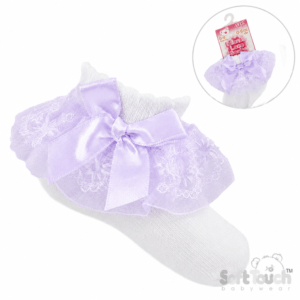 White/lilac Lace Socks (Nb-18 Months)
