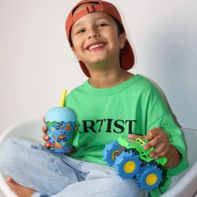 Dino Monster Truck Toddler Smoothie Cup & Straw 200ml