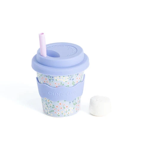 Blue Floral Babychino Cup 4oz (Straws Sold Separately) Blue Floral Babychino Cup 4oz (Straws Sold Separately)