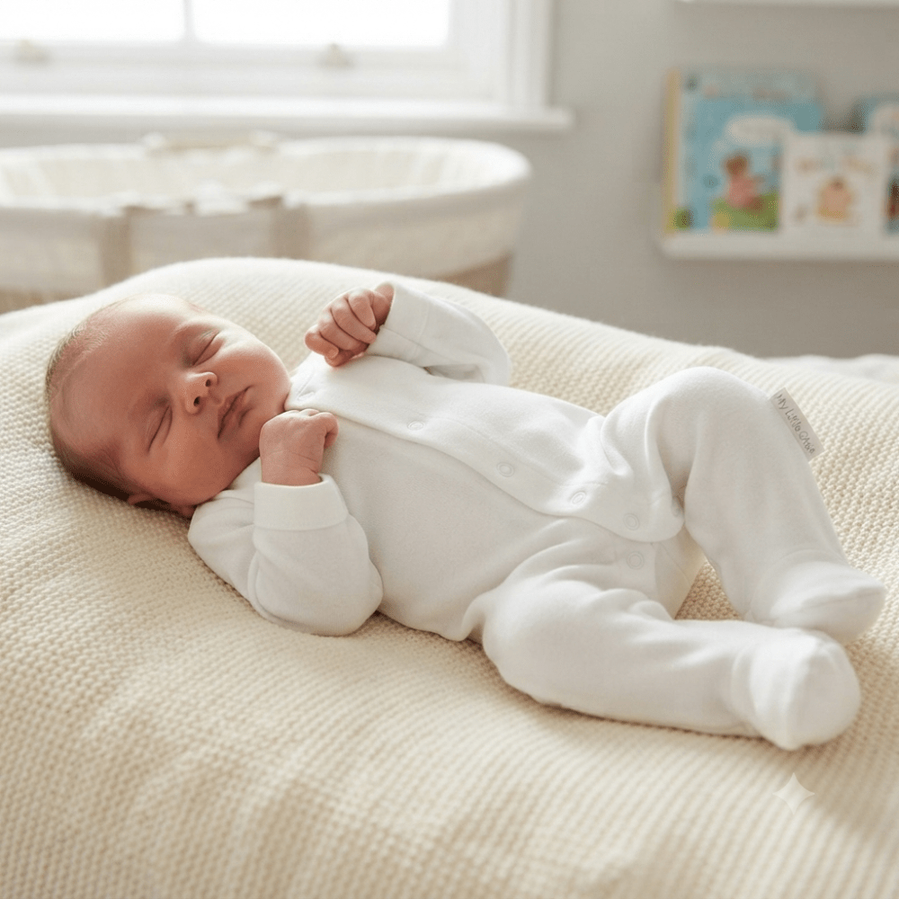 Baby Plain White Sleepsuit Baby Plain White Sleepsuit