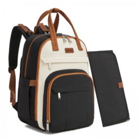 Kono 2in1 Nappy Changing Backpack With Changing Mat – Black & Beige