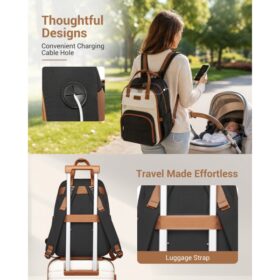 Kono 2in1 Nappy Changing Backpack With Changing Mat – Black & Beige