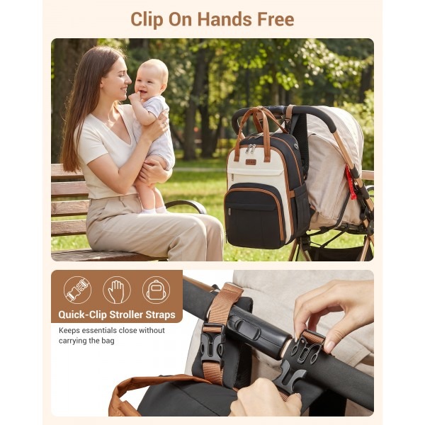 Kono 2in1 Nappy Changing Backpack With Changing Mat – Black & Beige Kono 2in1 Nappy Changing Backpack With Changing Mat – Black & Beige