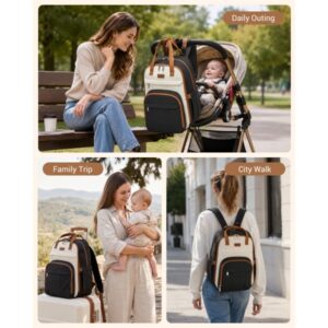 Kono 2in1 Nappy Changing Backpack With Changing Mat – Black & Beige