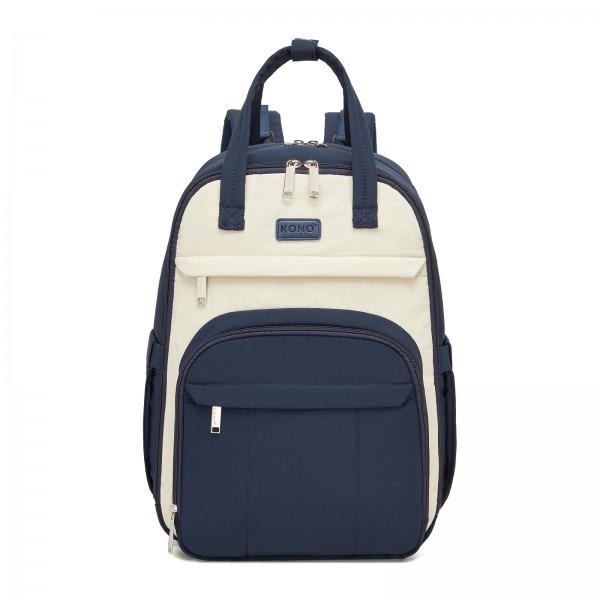 Kono 2in1 Nappy Changing Backpack With Changing Mat – Navy & Beige Kono 2in1 Nappy Changing Backpack With Changing Mat – Navy & Beige