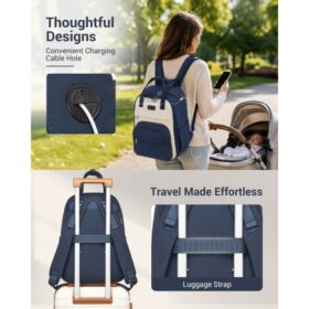 Kono 2in1 Nappy Changing Backpack With Changing Mat – Navy & Beige