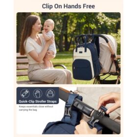 Kono 2in1 Nappy Changing Backpack With Changing Mat – Navy & Beige