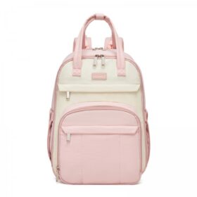 Kono 2in1 Nappy Changing Backpack With Changing Mat – Pink & Beige