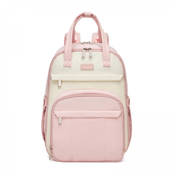 Kono 2in1 Nappy Changing Backpack With Changing Mat – Pink & Beige Kono 2in1 Nappy Changing Backpack With Changing Mat – Pink & Beige