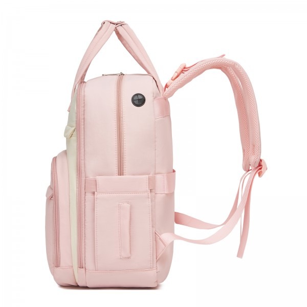 Kono 2in1 Nappy Changing Backpack With Changing Mat – Pink & Beige Kono 2in1 Nappy Changing Backpack With Changing Mat – Pink & Beige
