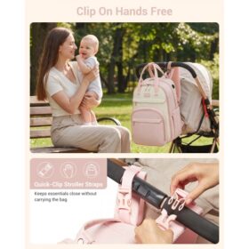 Kono 2in1 Nappy Changing Backpack With Changing Mat – Pink & Beige