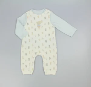 Baby Boys 2pc Waffle Dungaree Set - Tiny Teddies