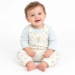 Baby Boys 2pc Waffle Dungaree Set - Tiny Teddies
