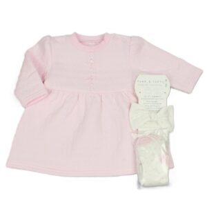 Baby Girls Quilted Dress, Tights & Headband Outfit