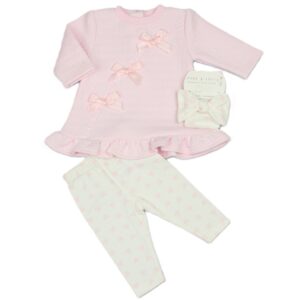 Baby Girls Quilted Dress, Legging & Headband Set