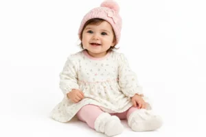 Baby Girls 3pc Waffle Dress/tights Set - Floral Woodland