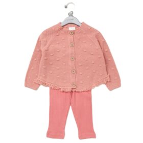 Baby Girls Knitted Cardigan & Ribbed Legging Set