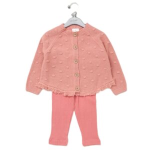 Baby Girls Knitted Cardigan & Ribbed Legging Set