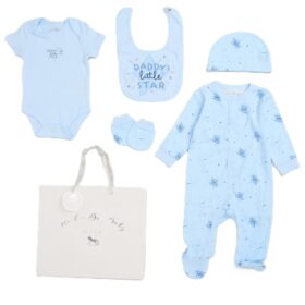 Baby Boys “daddy’s Little Star” 6 Piece Mesh Bag Gift Set
