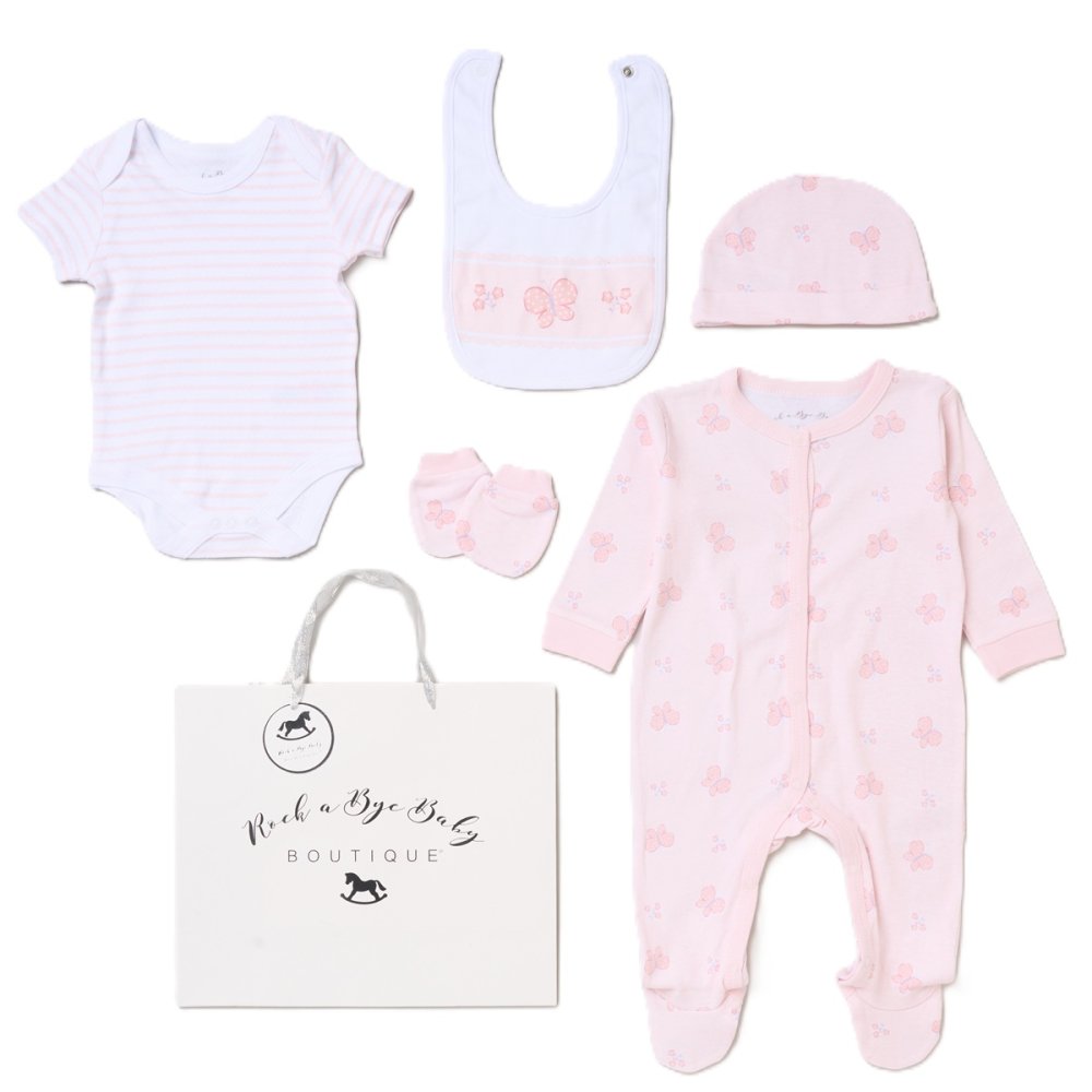 Baby Girls Butterflies 6 Piece Mesh Bag Gift Set Baby Girls Butterflies 6 Piece Mesh Bag Gift Set