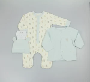 Baby Boys 3pc Waffle Jacket Romper Set - Tiny Teddies