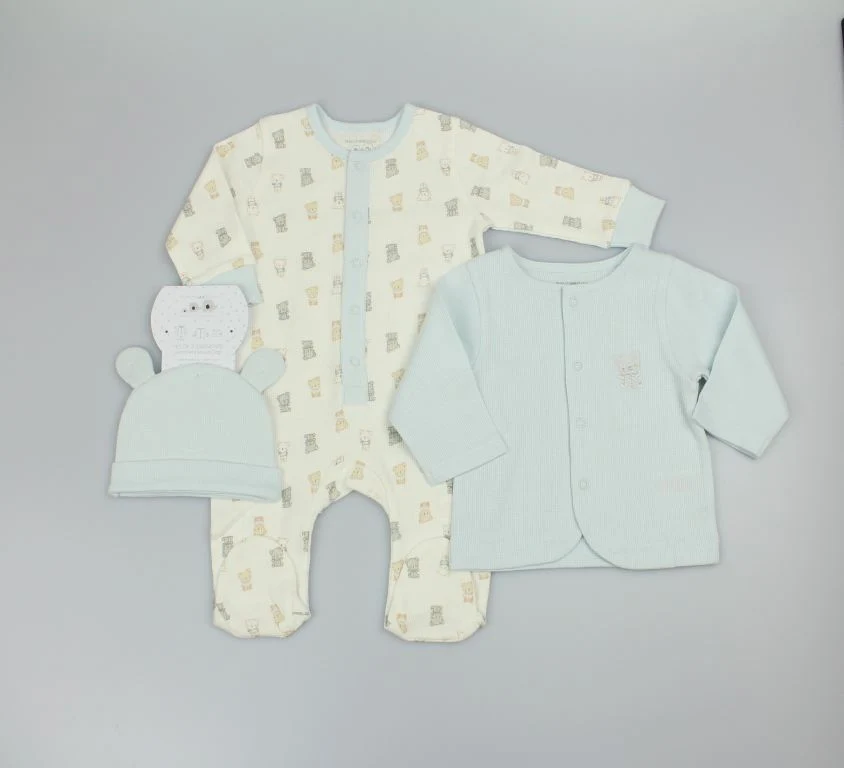 Baby Boys 3pc Waffle Jacket Romper Set - Tiny Teddies Baby Boys 3pc Waffle Jacket Romper Set - Tiny Teddies