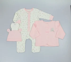 Baby Girls 3pc Waffle Jacket Set - Floral Woodland