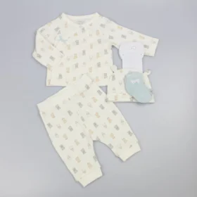 Baby Boys Waffle Fabric 4pc Set- Tiny Teddies