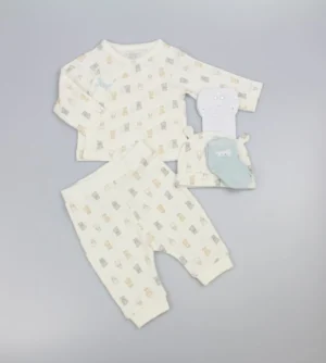 Baby Boys Waffle Fabric 4pc Set- Tiny Teddies