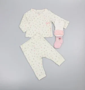 Baby Girls 4pc Waffle Set - Floral Woodland