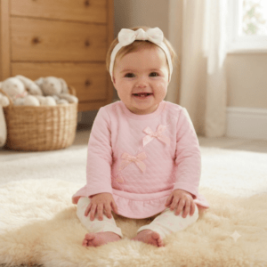 Baby Girls Quilted Dress, Legging & Headband Set