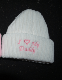 I Love My Daddy Beanie Hat Newborn- White